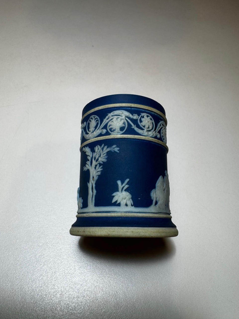 Vintage Wedgwood Blue Jasperware Spill Vase / Toothpick Holder