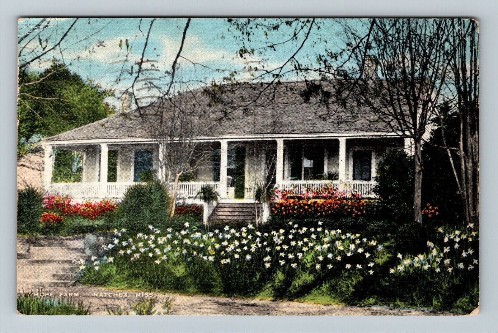 Natchez MS-Mississippi, Historic 1775 Hope Farm, Gardens, c1942 Vintage Postcard