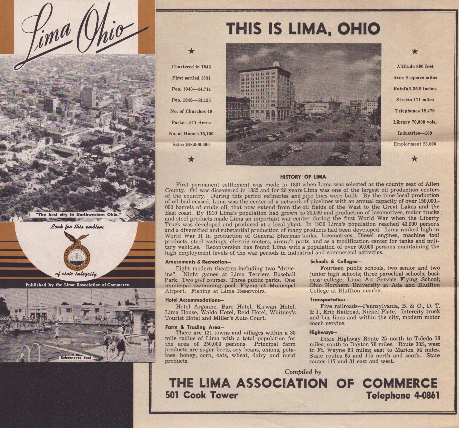 1947 Vintage Lima, Ohio   Brochure