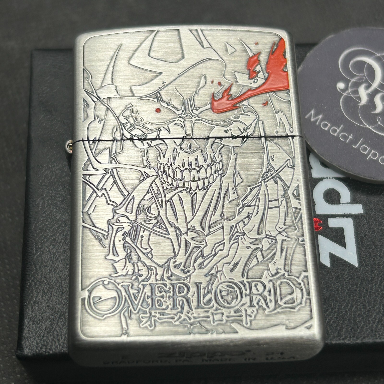 Zippo Overlord Ainz Ooal Gown Silver Brass Regular Anime Lighter Japan