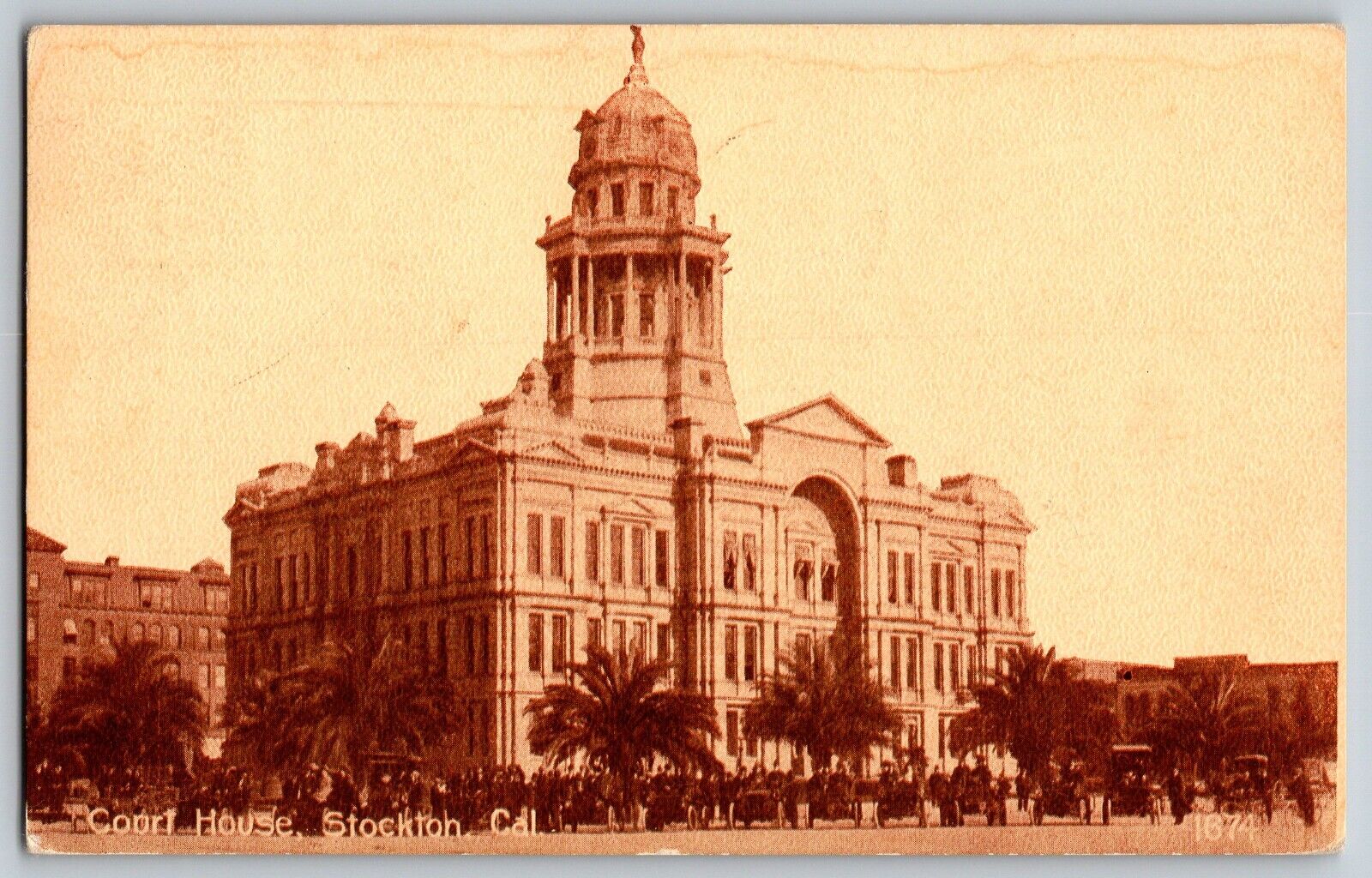 Stockton, California CA - Court House Building - Vintage Postcard - Posted