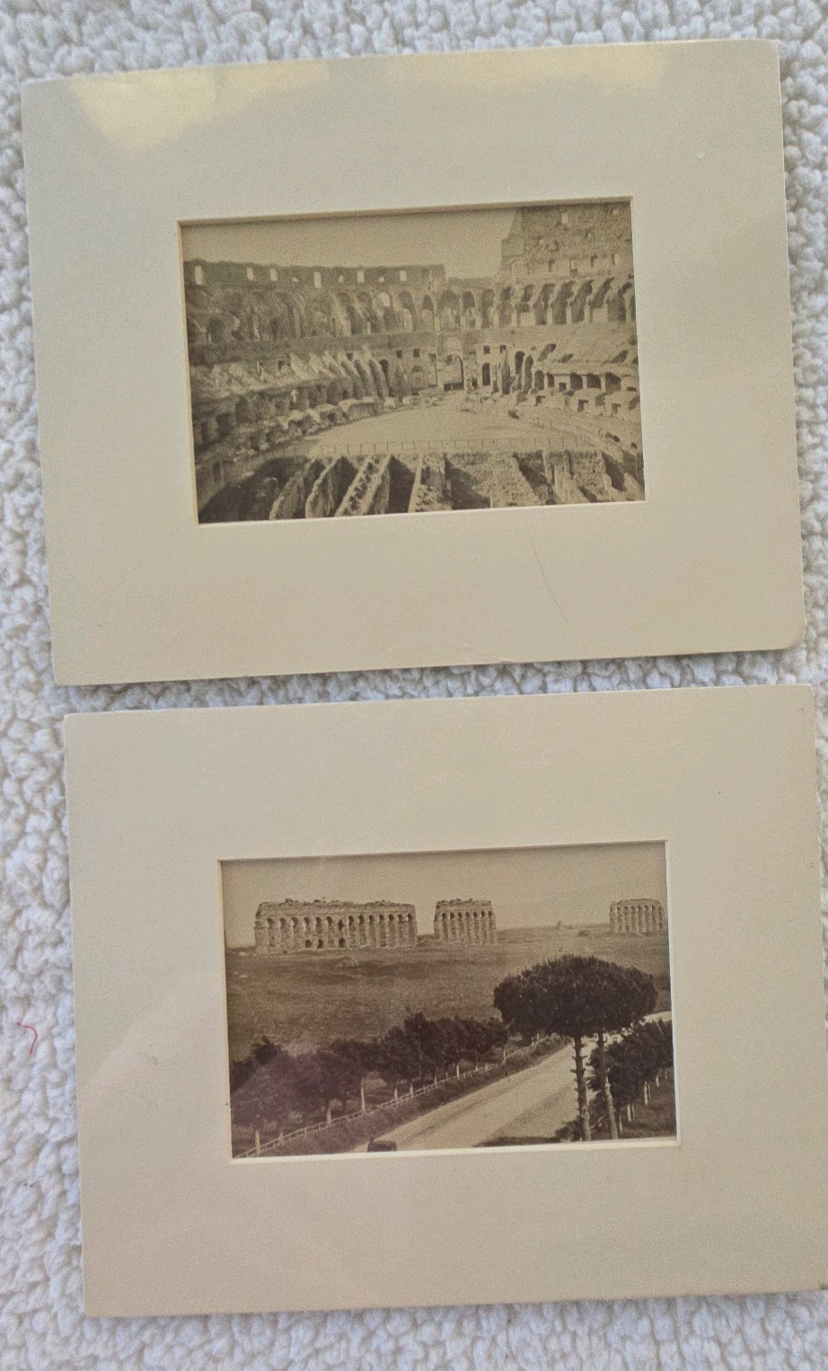 Antique 19thC Rome Italy Photos Set Aqua Claudia Colosseum Matted Prints
