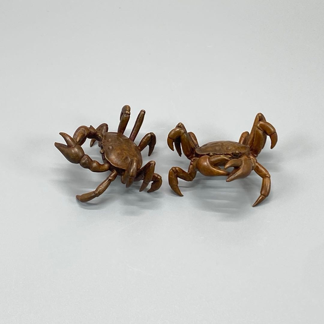 Copper Crab Figurines Set of 2 Copper Antique Collectible Metalwork Bonsai Decor