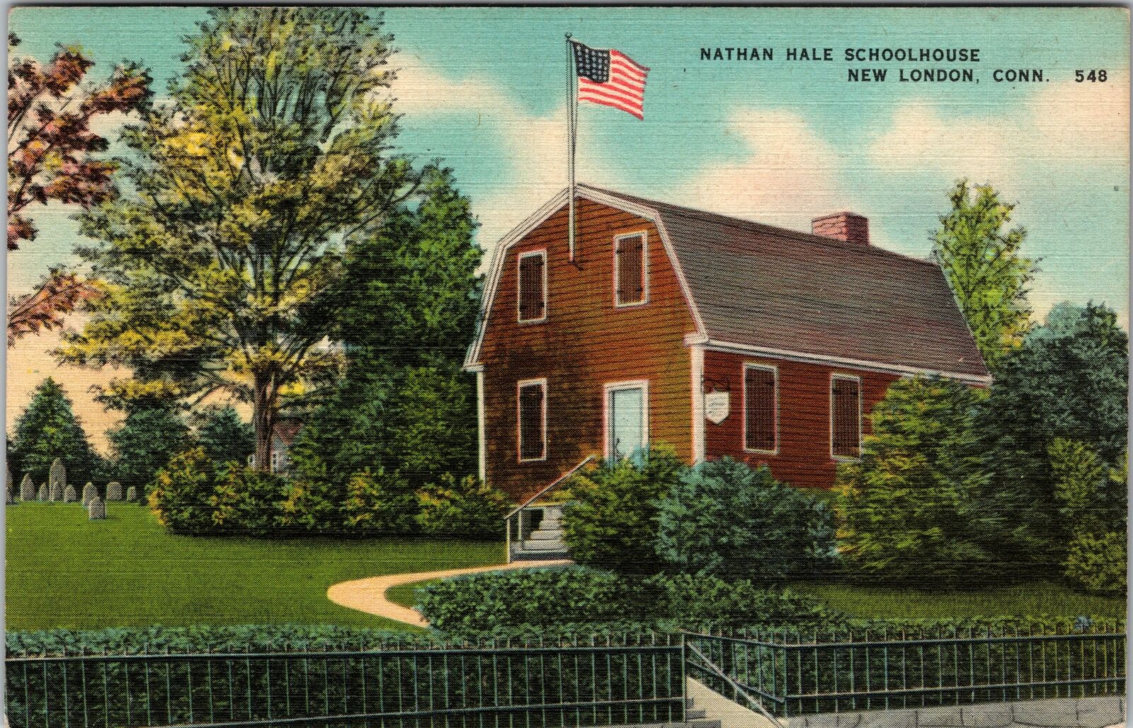 New London CT-Connecticut, Nathan Hale Schoolhouse, Vintage Postcard