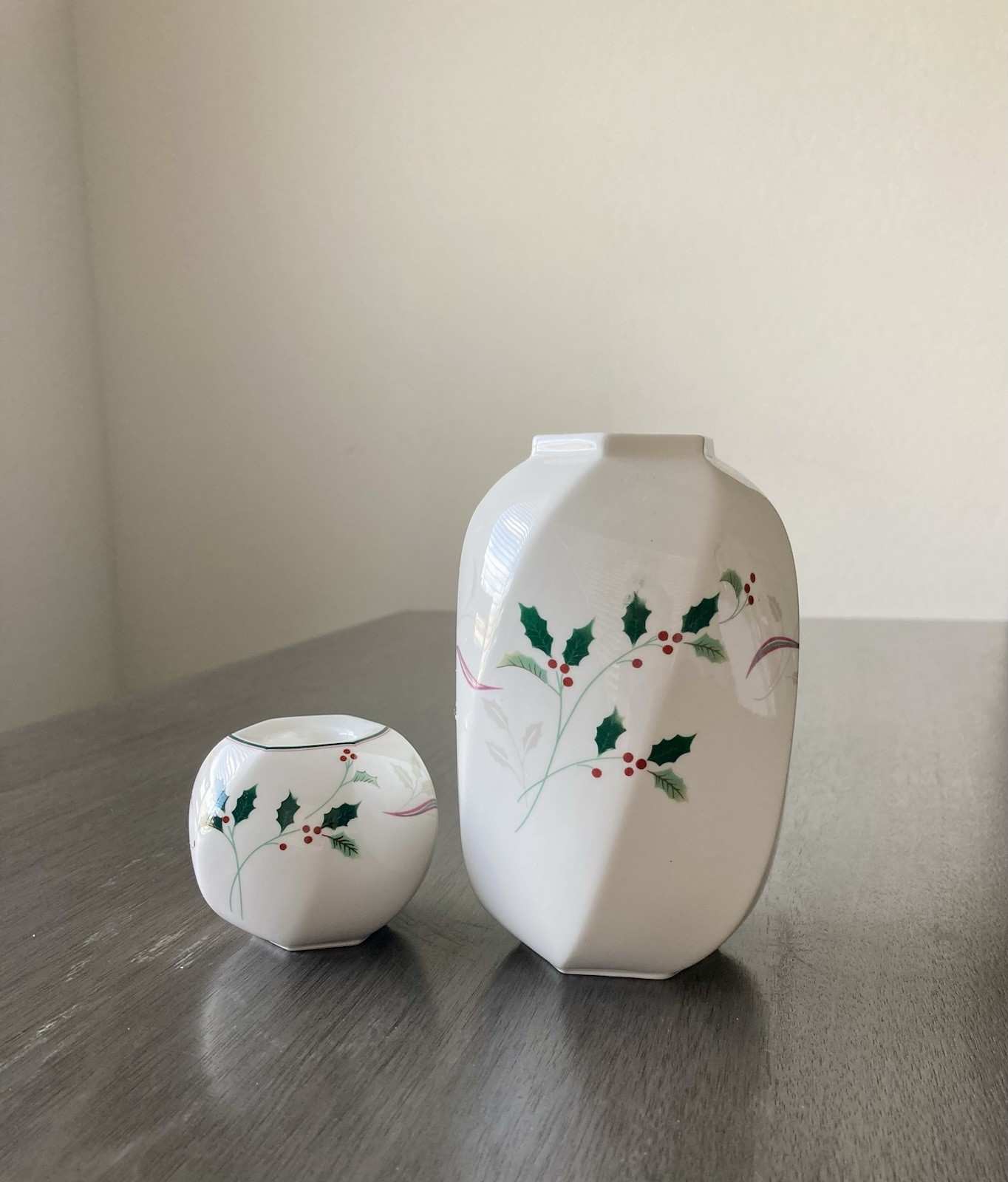 Christopher Stuart Holiday Splendor Bone China Vase & Candle Holder Holly Berry Christopher Stuart Holiday Splendor Bone China Vase & Candle Holder Holly Berry