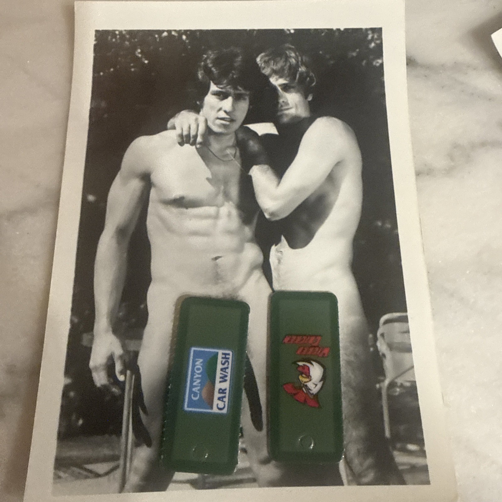 Two Handsome Men Standing Nude Together  Vintage Gay Physique Photo -5x7