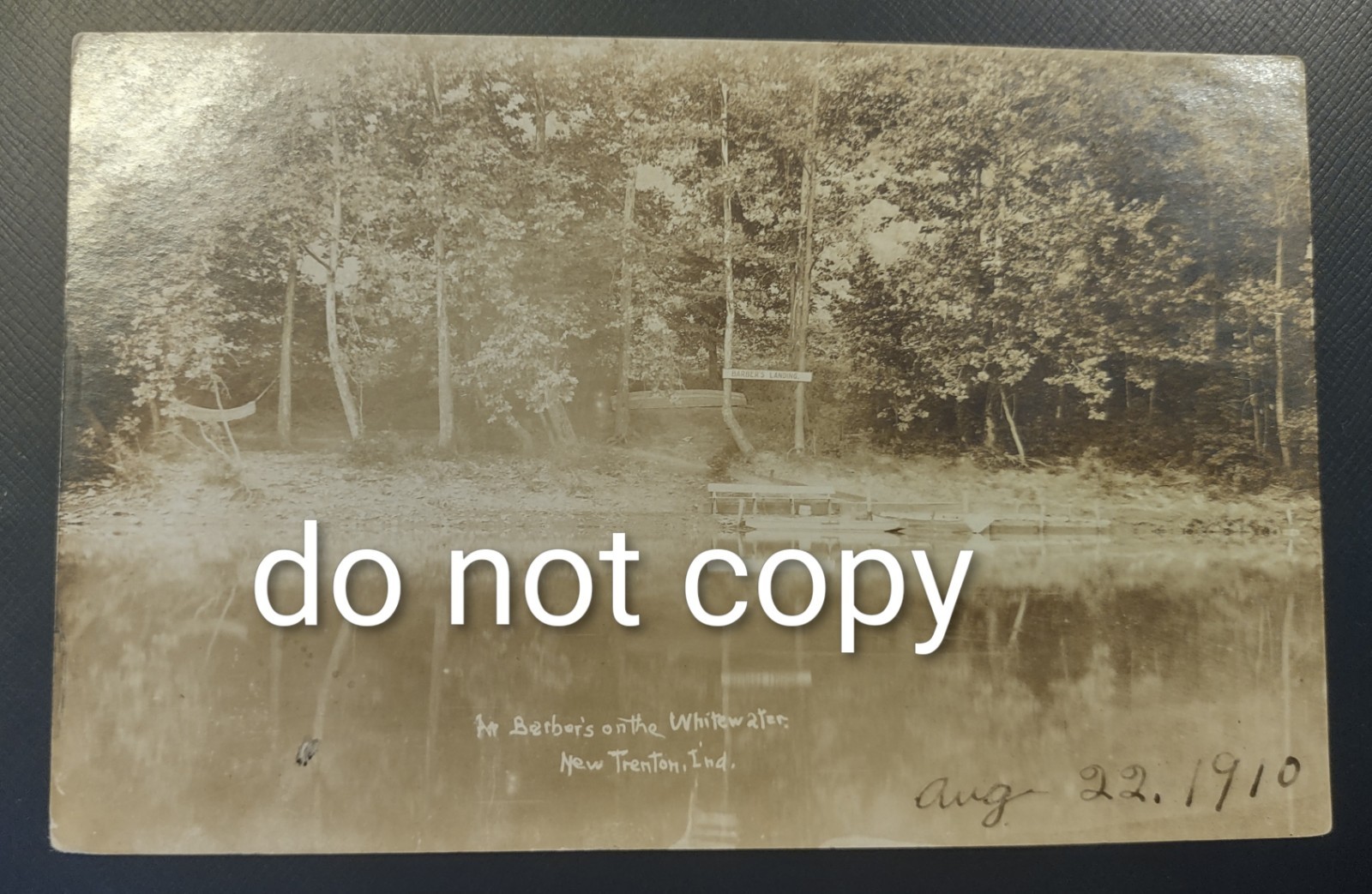 1910 Barber\'s On The Whitewater New Trenton Indiana Real Photo Postcard IN RPPC