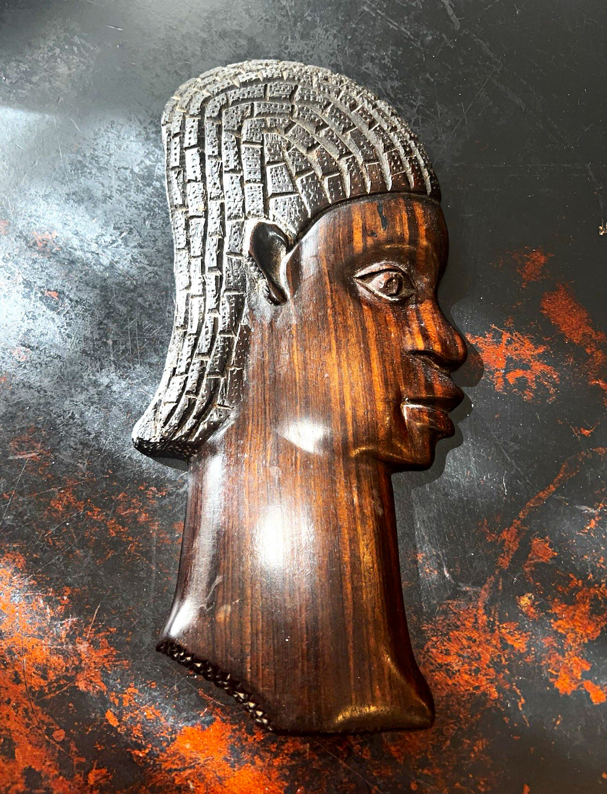 Rare Vintage1950s Hand-Carved Nigerian Ebony Wall Plaque – Rare Vintage1950s Hand-Carved Nigerian Ebony Wall Plaque –