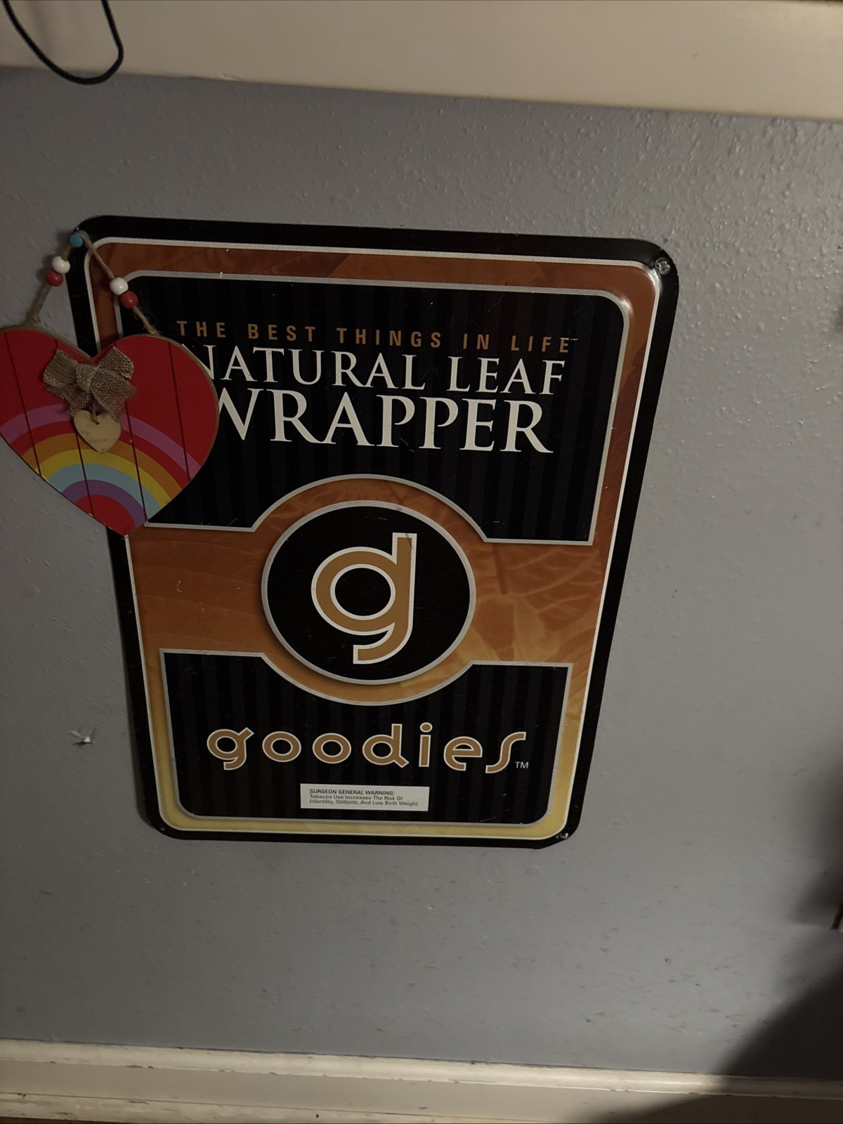 Goodies Natural Leaf Wrapper Advertising Sign - Black Brown Orange White