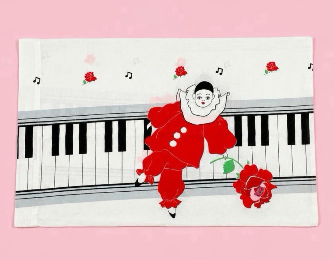 Single Vintage DreamStyles Pierrot Standard Size Pillow Case, Clown Piano Roses