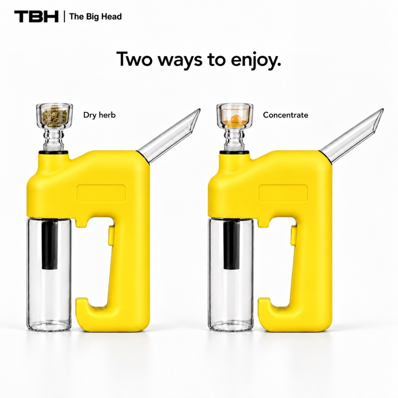 TBH Power Bubbler 2-in-1 Bong Glass Yellow Herb & Concentrate | 300-Day Warranty