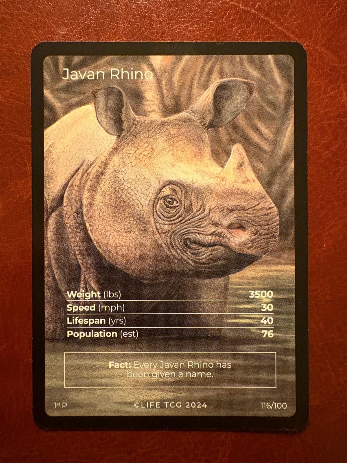 Life TCG - Javan Rhino 116/100 Promo Full Art - POP 76 Life TCG - Javan Rhino 116/100 Promo Full Art - POP 76