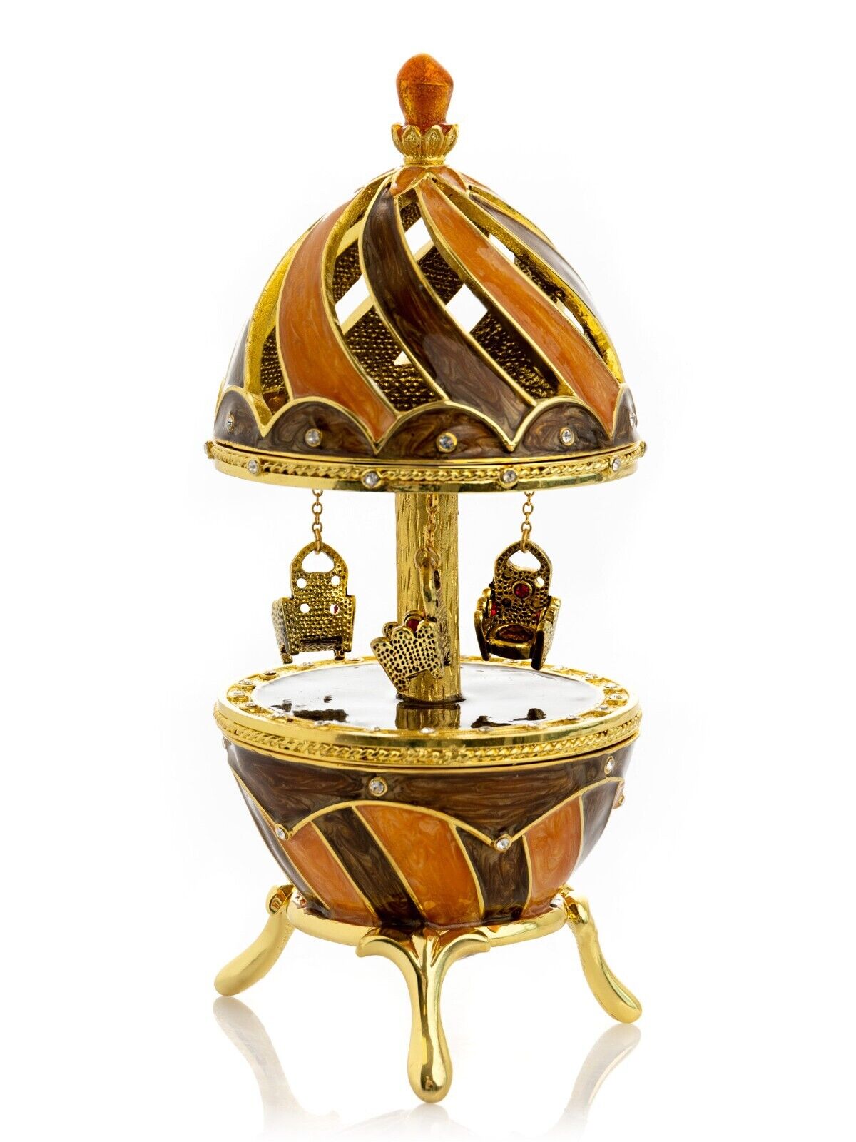 Keren Kopal Music  Carousel Hand made Trinket Box Decorated & Austrian Crystals