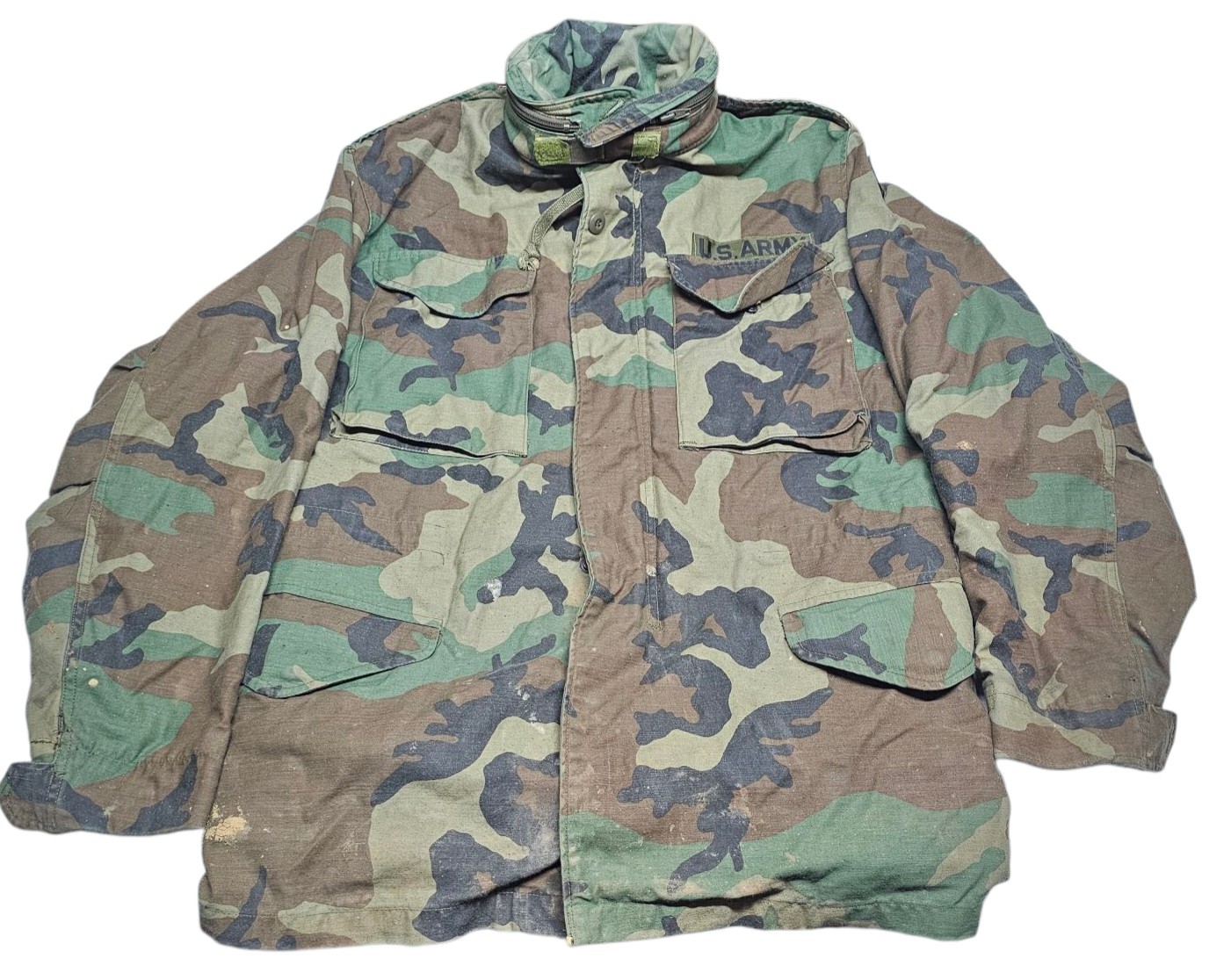 Vtg 87 US Army Woodland Camo M65 Field Jacket Cold Weather Coat SL USA 