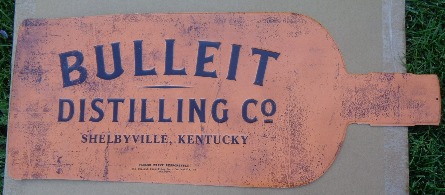 BULLEIT DISTILLING BOURBON WHISKEY SHELBYVILLE KENTUCKY METAL SIGN 27x11 NEW