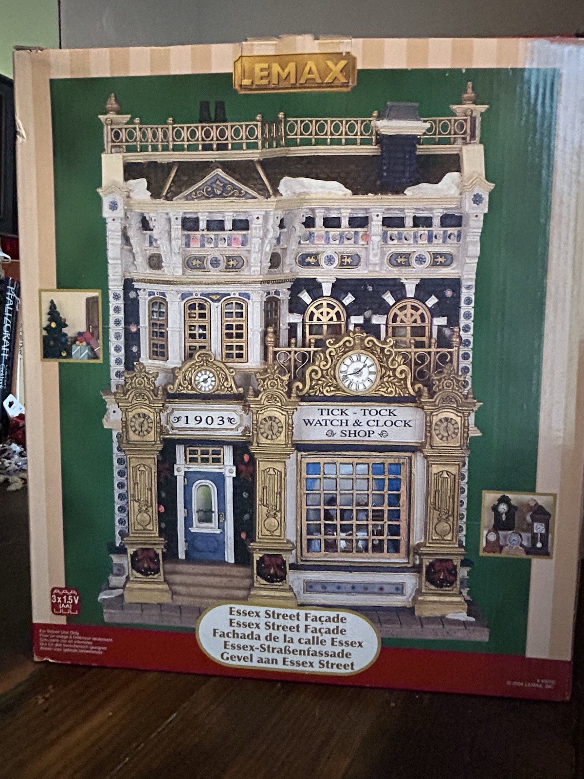 Lemax Essex Street Facade Tick-Tock Watch & Clock Shop Wall Hanging Christmas Lemax Essex Street Facade Tick-Tock Watch & Clock Shop Wall Hanging Christmas