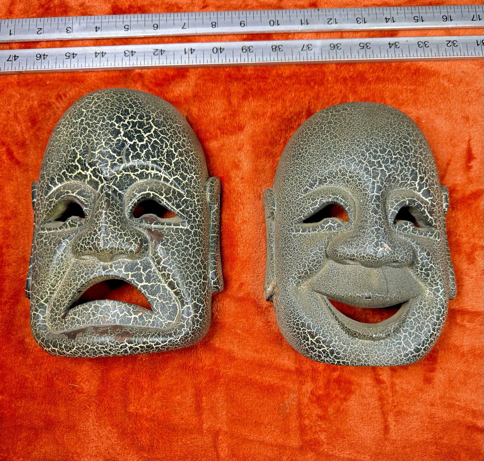 Vintage Vintage Korean Hahoe Wood Masks Set of 2 Yangban Aristocrat Folk Art 10