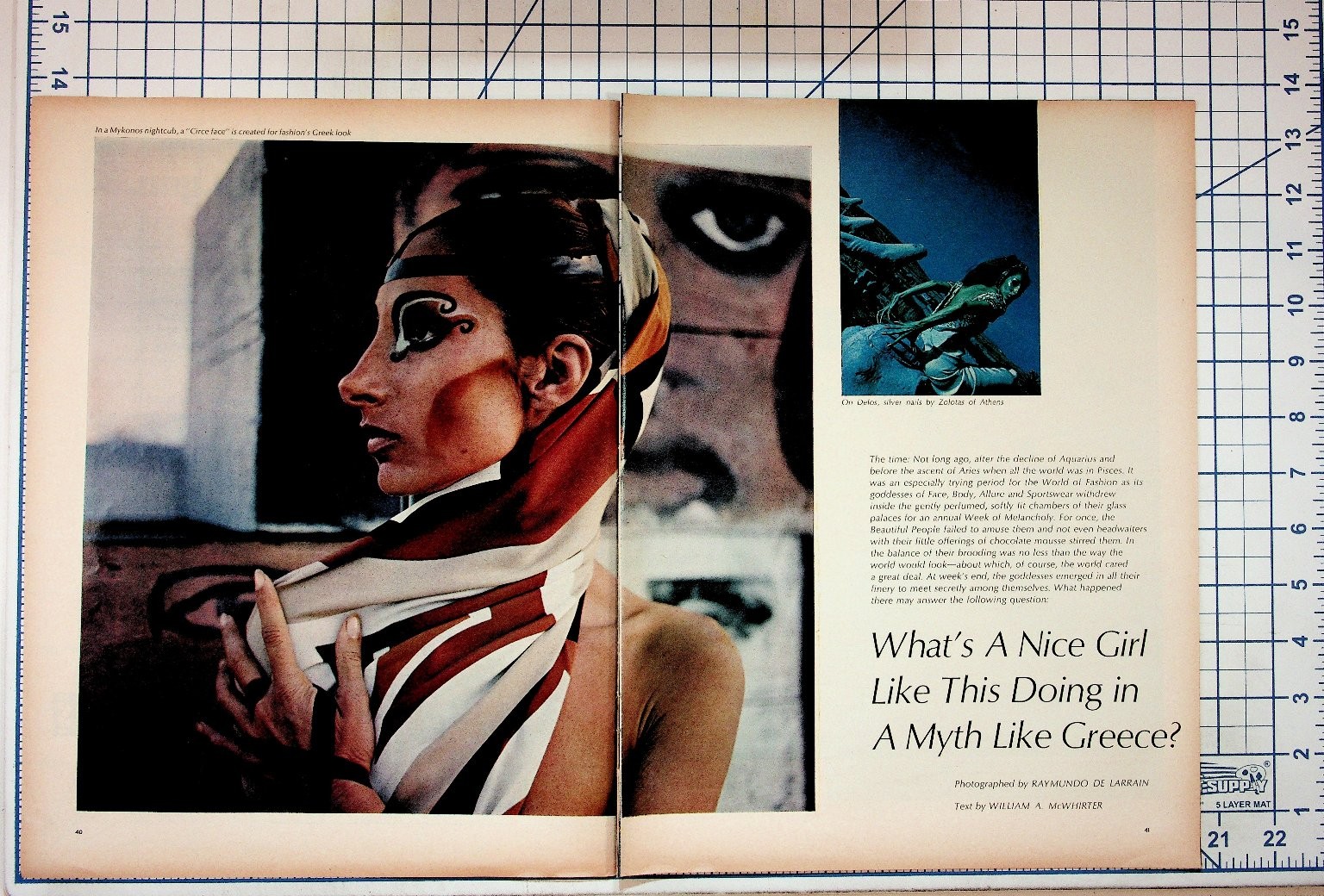 1960s Fashion Editorial Greece Raymundo de Larrain Vintage Magazine Print
