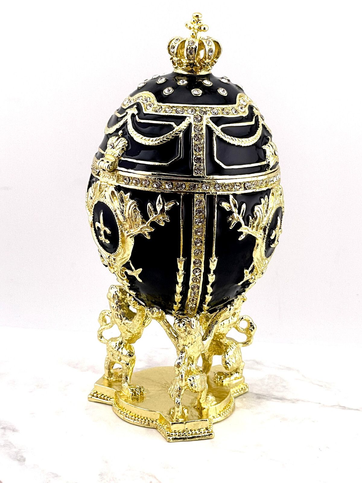 Designer Fabergé egg jewelry box Faberge egg 24k Gold Fabergé Anniversary gift Designer Fabergé egg jewelry box Faberge egg 24k Gold Fabergé Anniversary gift