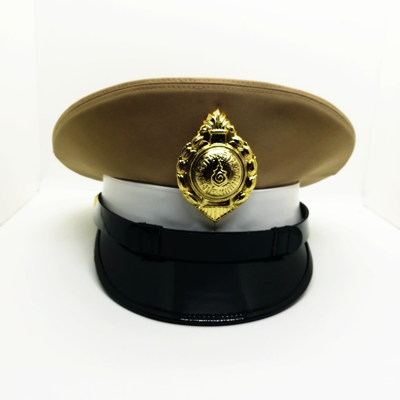 Thailand Railway Station Officer Hat Cap Green Fabric With White Band 57 cm
