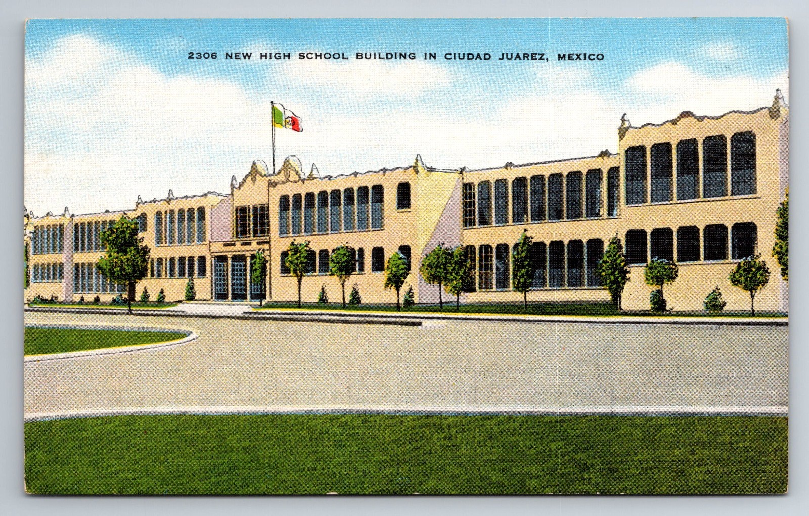 Mexico, Ciudad Juarez, High School Building, Vintage Postcard Mexico, Ciudad Juarez, High School Building, Vintage Postcard