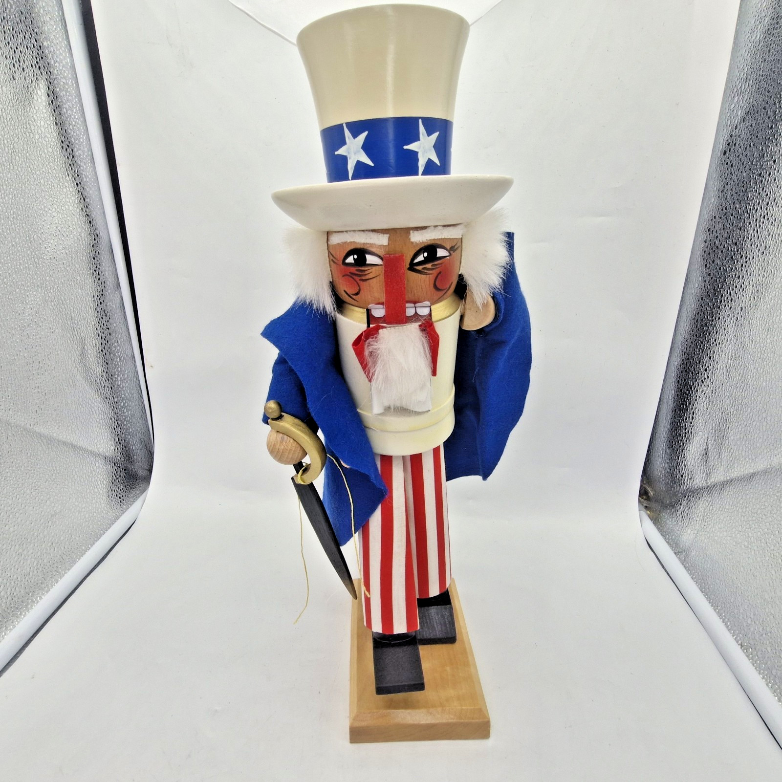 Vtg Steinbach Handcrafted Wood Uncle Sam Nutcracker Red/White/Blue EUC NWOT 15