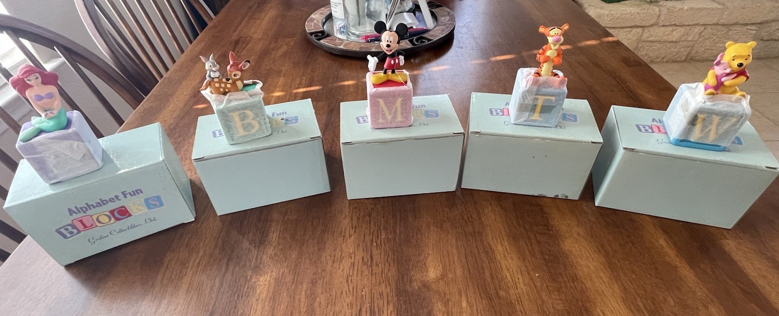 Vintage Disney Grolier Alphabet Fun Blocks Lot 5 Ariel Mickey Pooh Tigger Bambi
