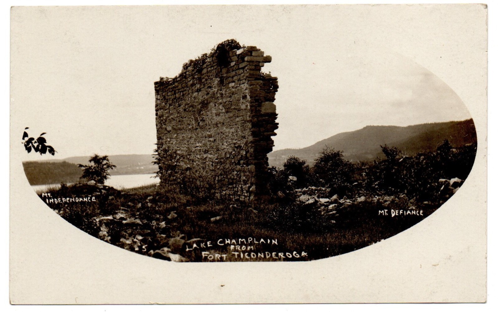 Antique RPPC Mt Independence Lake Champlain Fort Ticonderoga Ruin Photo Postcard