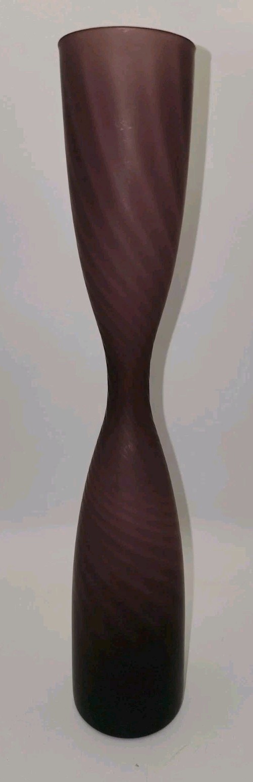 Vintage Tall Amethyst Satin Striped Glass 11\