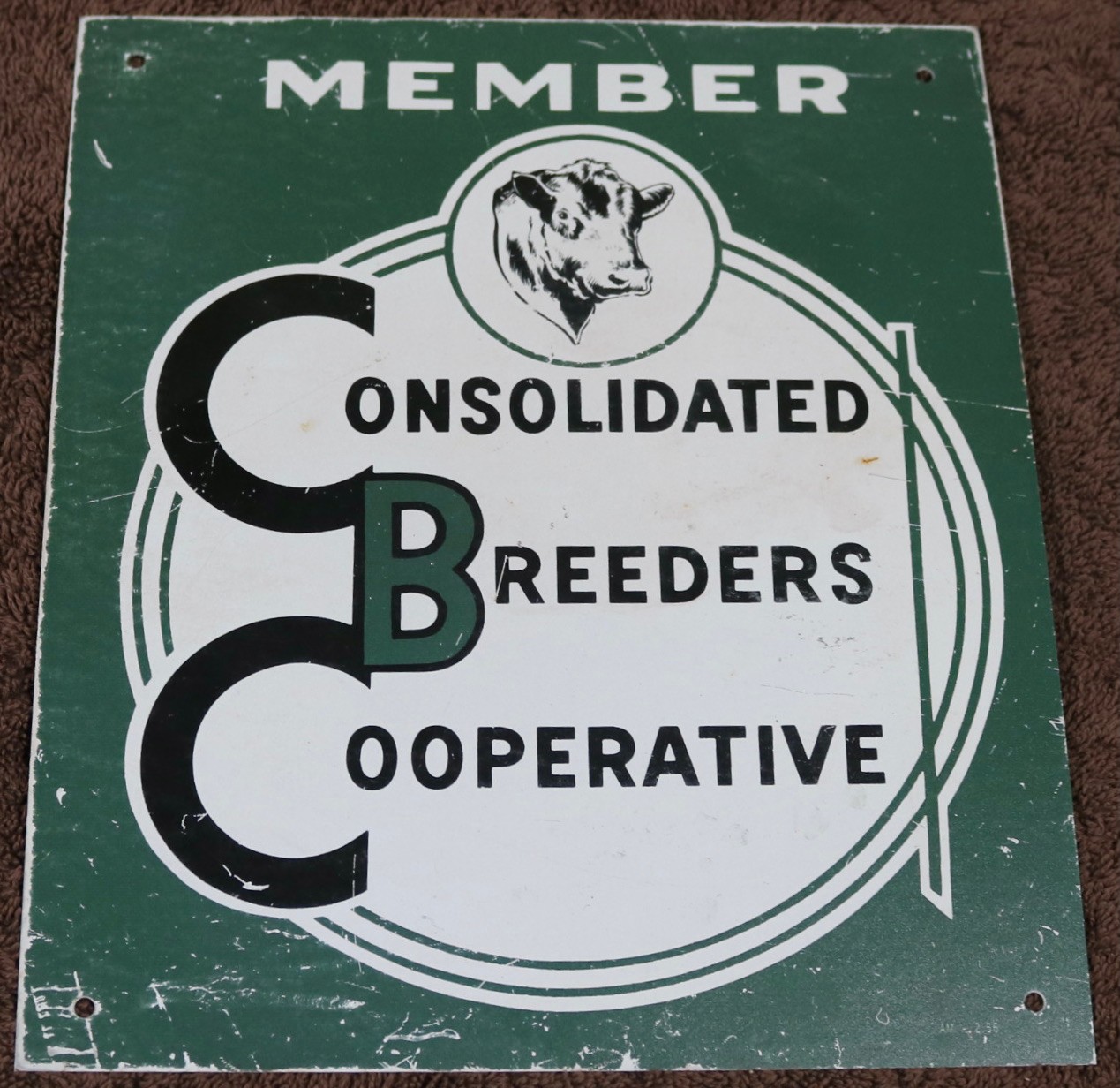 VINTAGE 1956 MEMBER CONSOLIDATED BREEDERS COOPERATIVE SIGN
