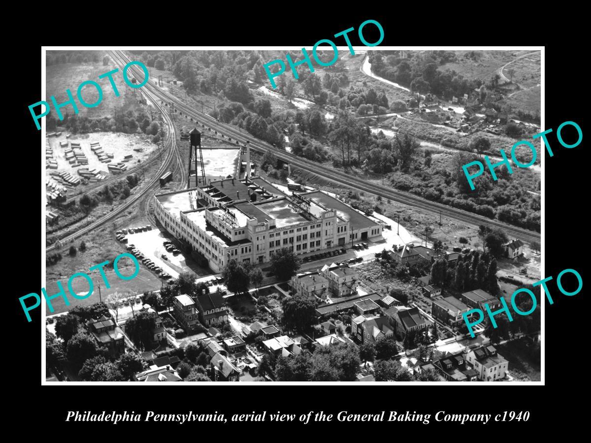 OLD LARGE HISTORIC PHOTO OF PHILADELPHIA PA AERIAL VIEW GENERAL BAKING Co 1940