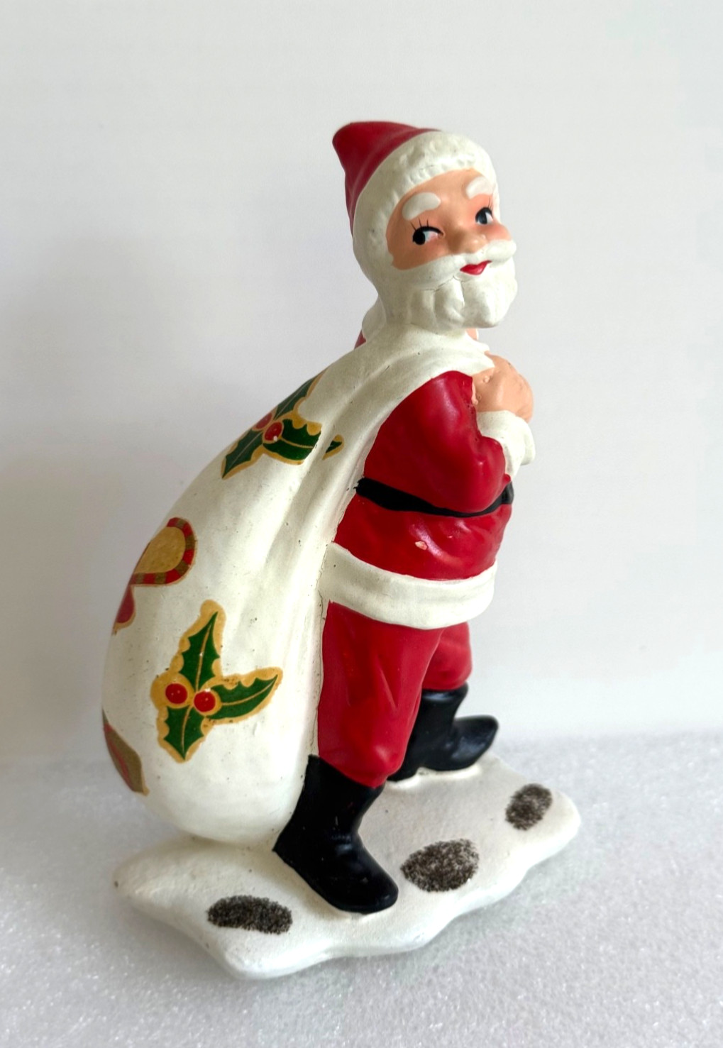 Vtg 1950s Chalkware Santa Claus Xmas Figurine Hand Painted Mica Glitter Japan Vtg 1950s Chalkware Santa Claus Xmas Figurine Hand Painted Mica Glitter Japan
