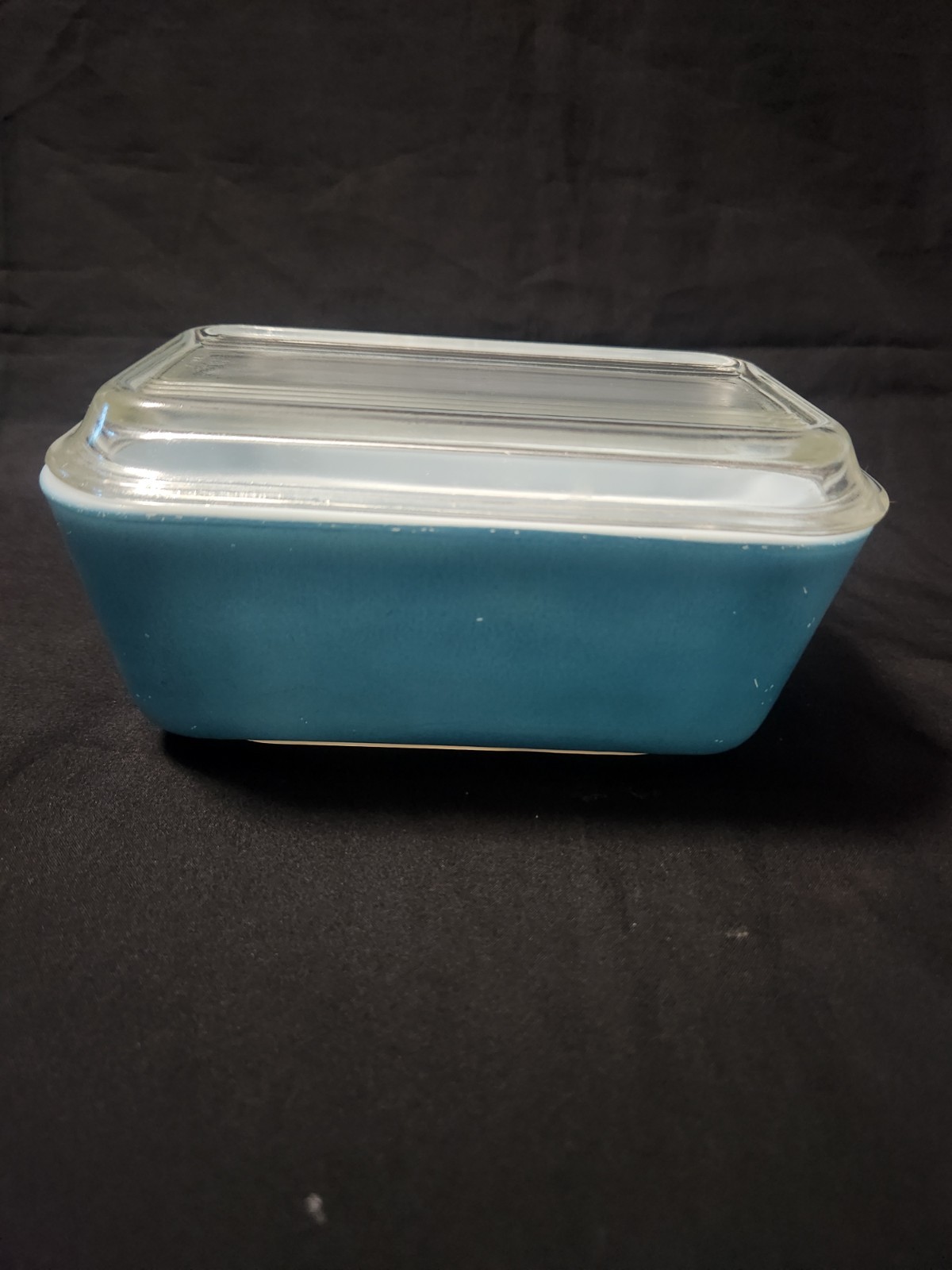 Vintage Pyrex Refrigerator Dish Blue #0502 USA 502-C Ribbed Lid