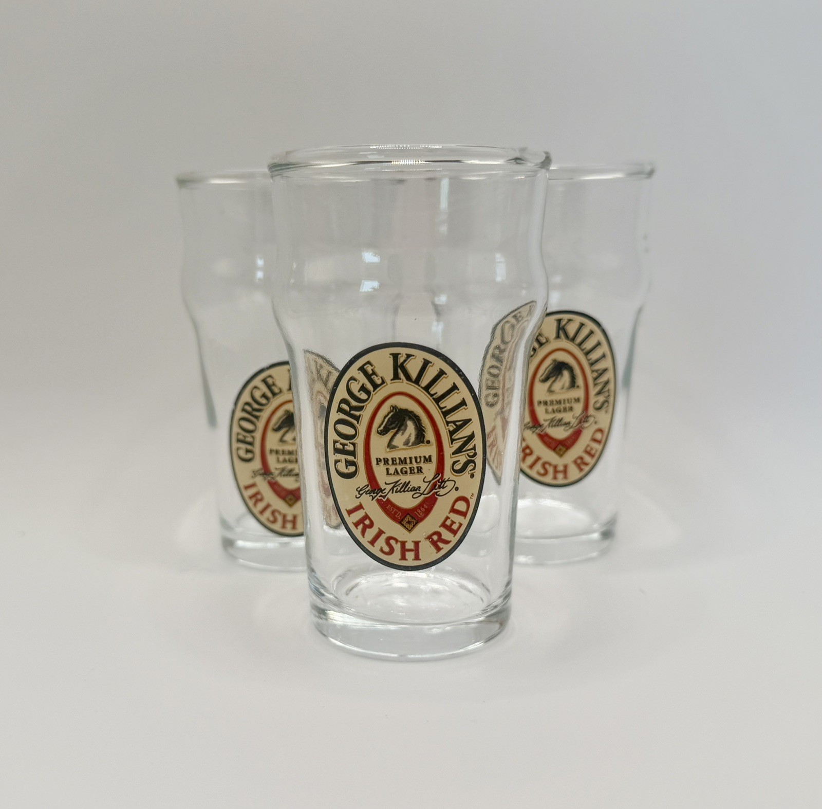Lot of 3 GEORGE KILLIANS SHOT GLASS Premium Lager Irish Red GERMANY 4oz Unused