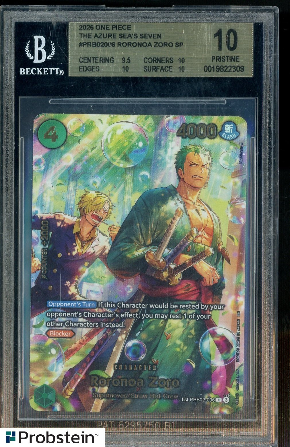 2026 One Piece The Azure Sea's Seven PRB02-006 Roronoa Zoro SP BGS 10 PRISTINE 2026 One Piece The Azure Sea's Seven PRB02-006 Roronoa Zoro SP BGS 10 PRISTINE