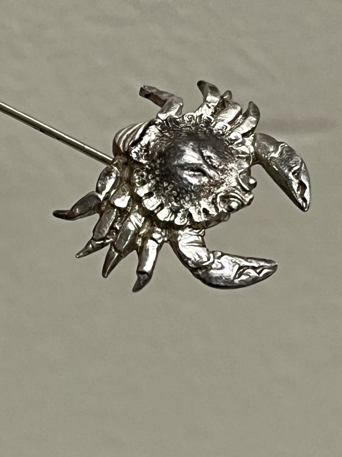 Vintage Gorham Sterling Silver Cancer Zodiac Crab Stick Pin Lapel Pin