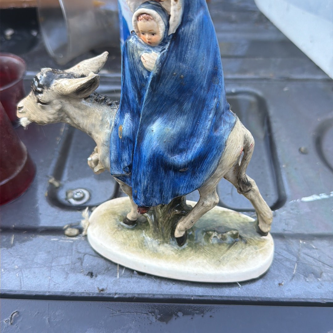 Vtg Goebel Robson 405A/B Mary Jesus Joseph Nativity - Flight Into Egypt Blue