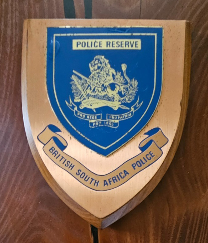 Vintage British South Africa Police Plaque - Police Reserve - Copper on Wood