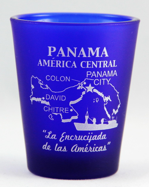 PANAMA COBALT BLUE FROSTED SHOT GLASS SHOTGLASS