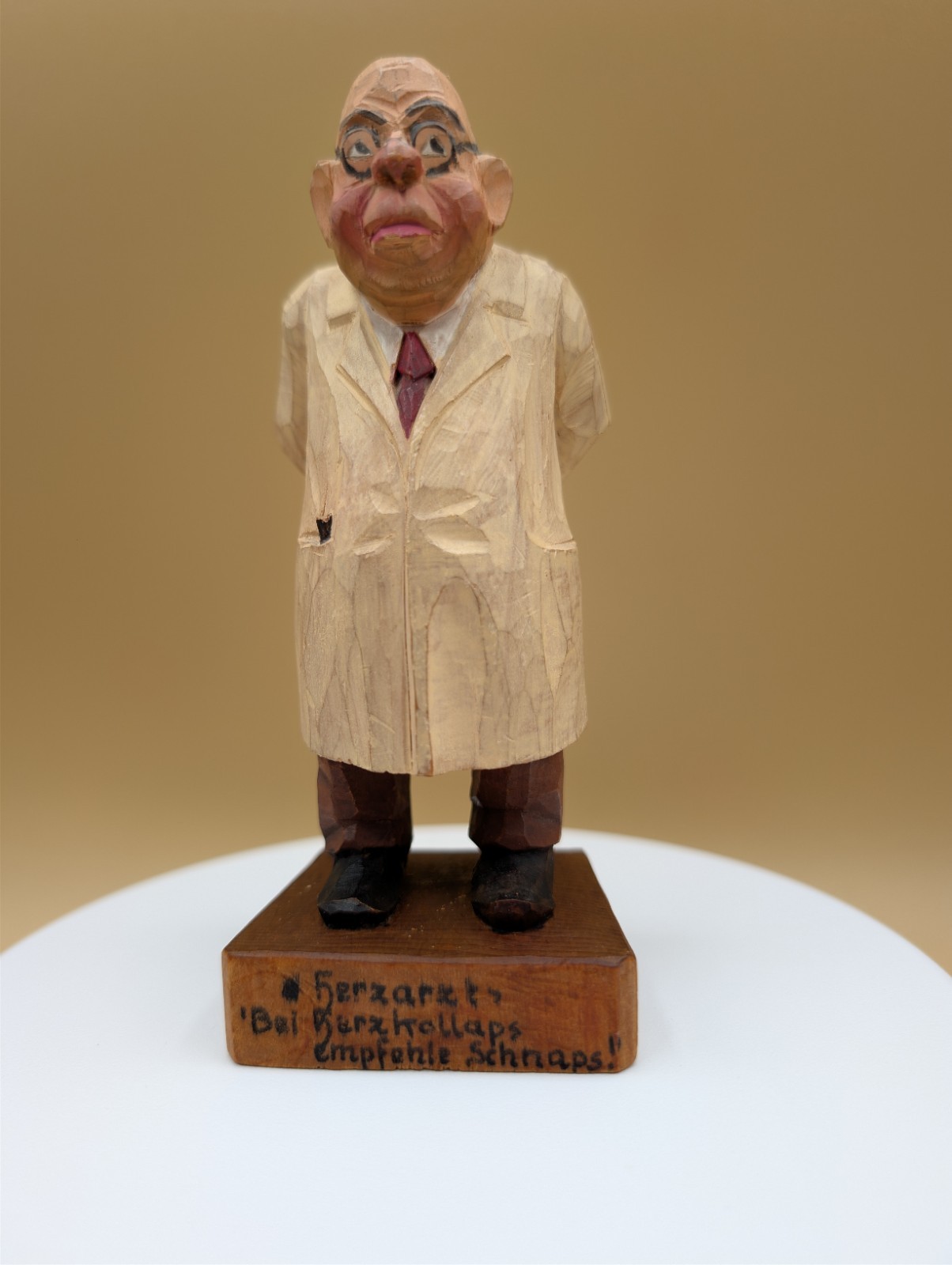 Jaschke Pretzl German Wooden Statue Hand Carved Doctor Cardiologist