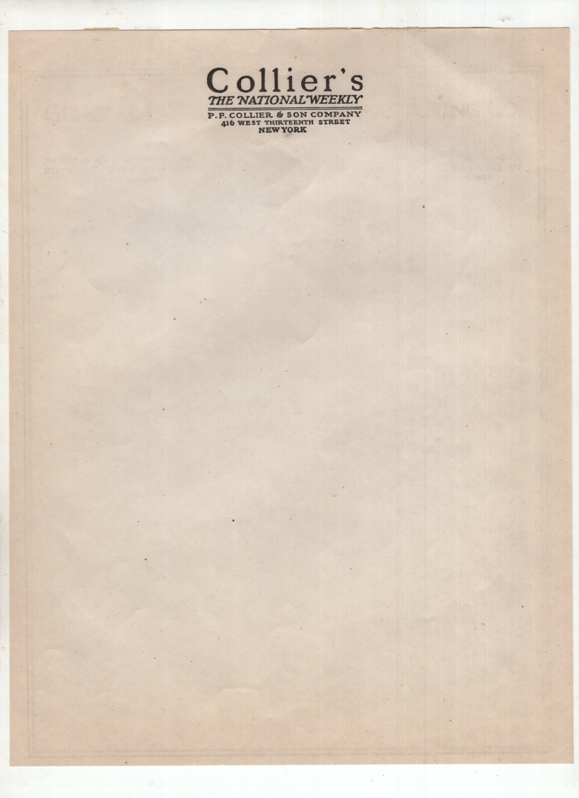 Antique Letterhead - Collier's The National Weekly - P P Collier & Son, New York