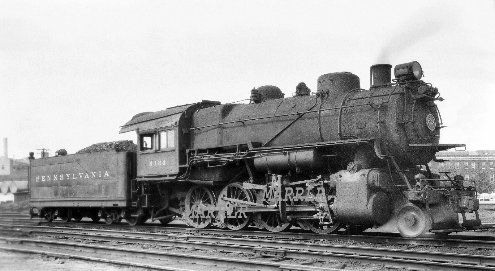RR Photo-PENNSYLVANIA PRR 4124  2-8-0 at Lancaster Pa  6/5/1949