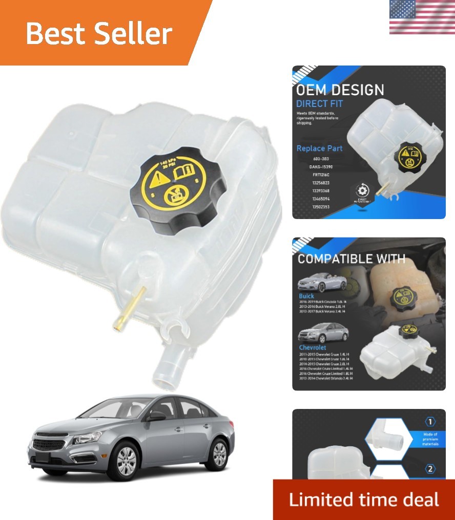 New Coolant Overflow Bottle for Chevy Cruze 2011-2016 - Replace 13256823 NEW New Coolant Overflow Bottle for Chevy Cruze 2011-2016 - Replace 13256823 NEW