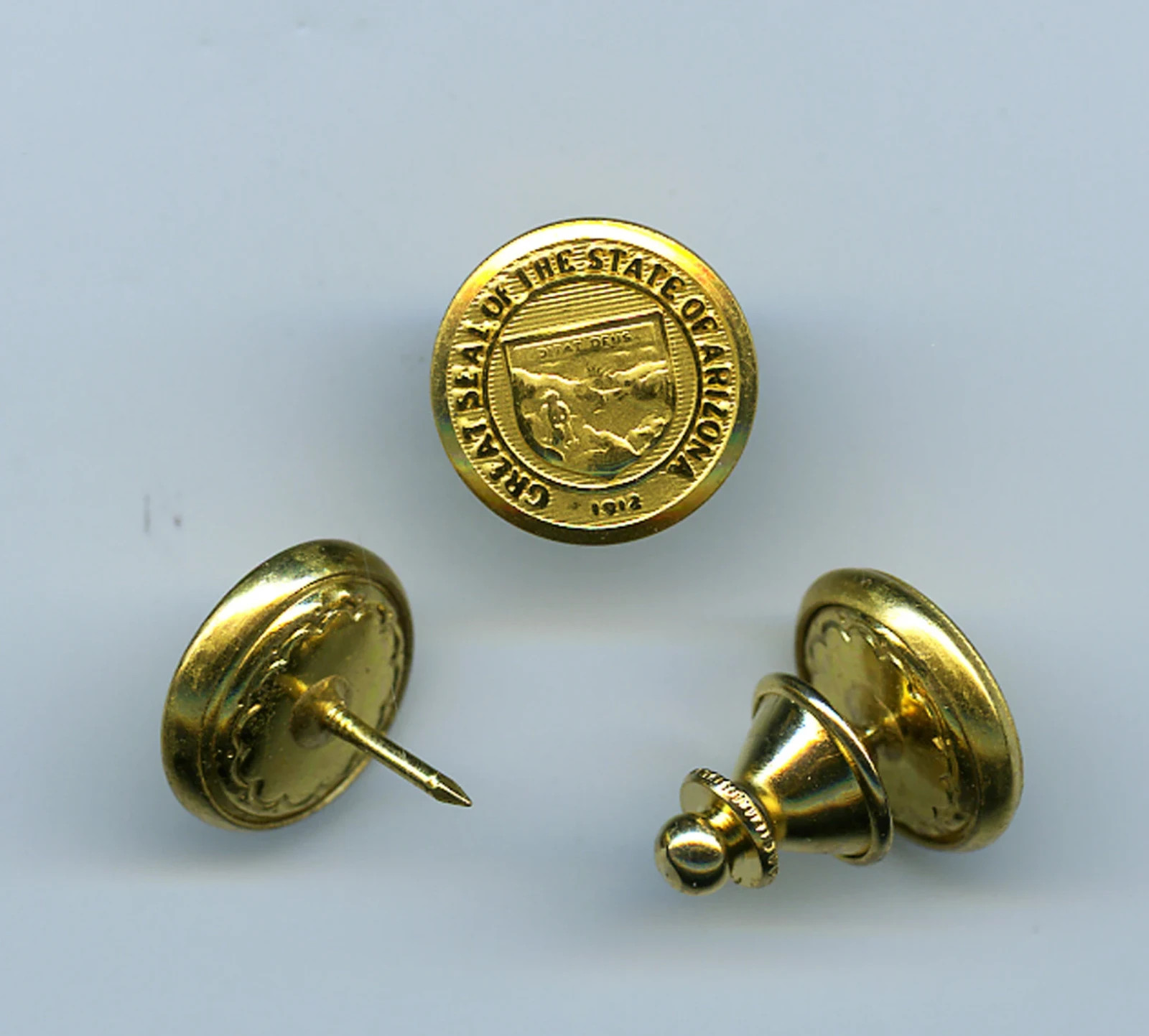 Lot of (10) Vintage ARIZONA State Seal Tie Tack Lapel Pin Buttons