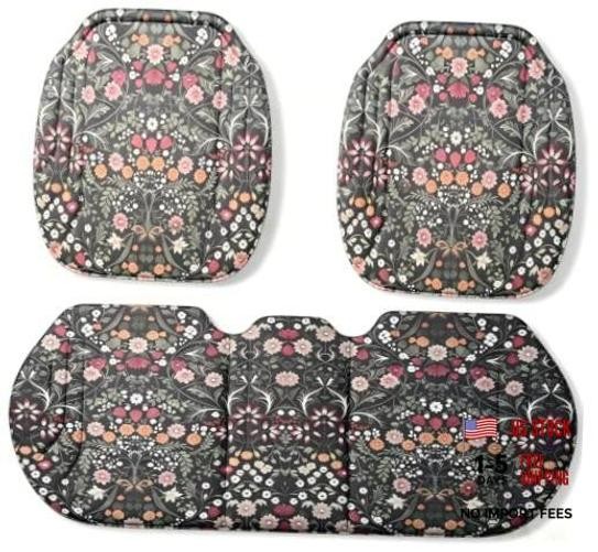 Car Seats Cushions Vintage Green Floral Full Set Car vintage green floral-full