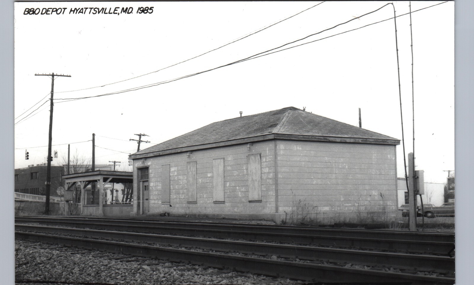 B&0 TRAIN DEPOT hyattsville md real photo postcard rppc maryland railroad tracks