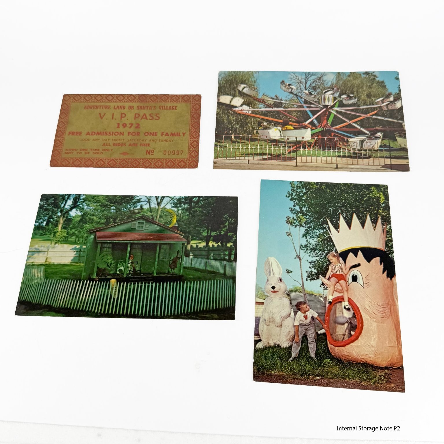 1972 Adventureland VIP Pass and Postcards Vintage Illinois Amusement Park