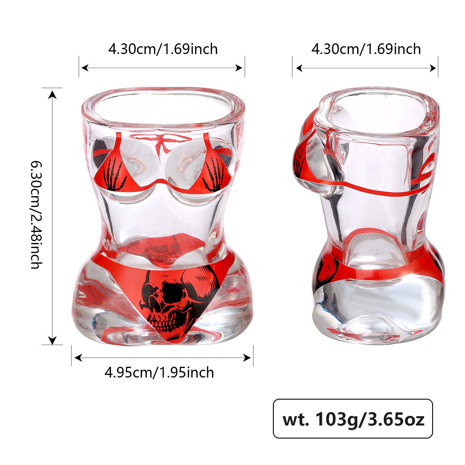 Funny Shot Glasses Set of 2 Muscle Man Bikini Body Novelty Gag Gift Party Favors