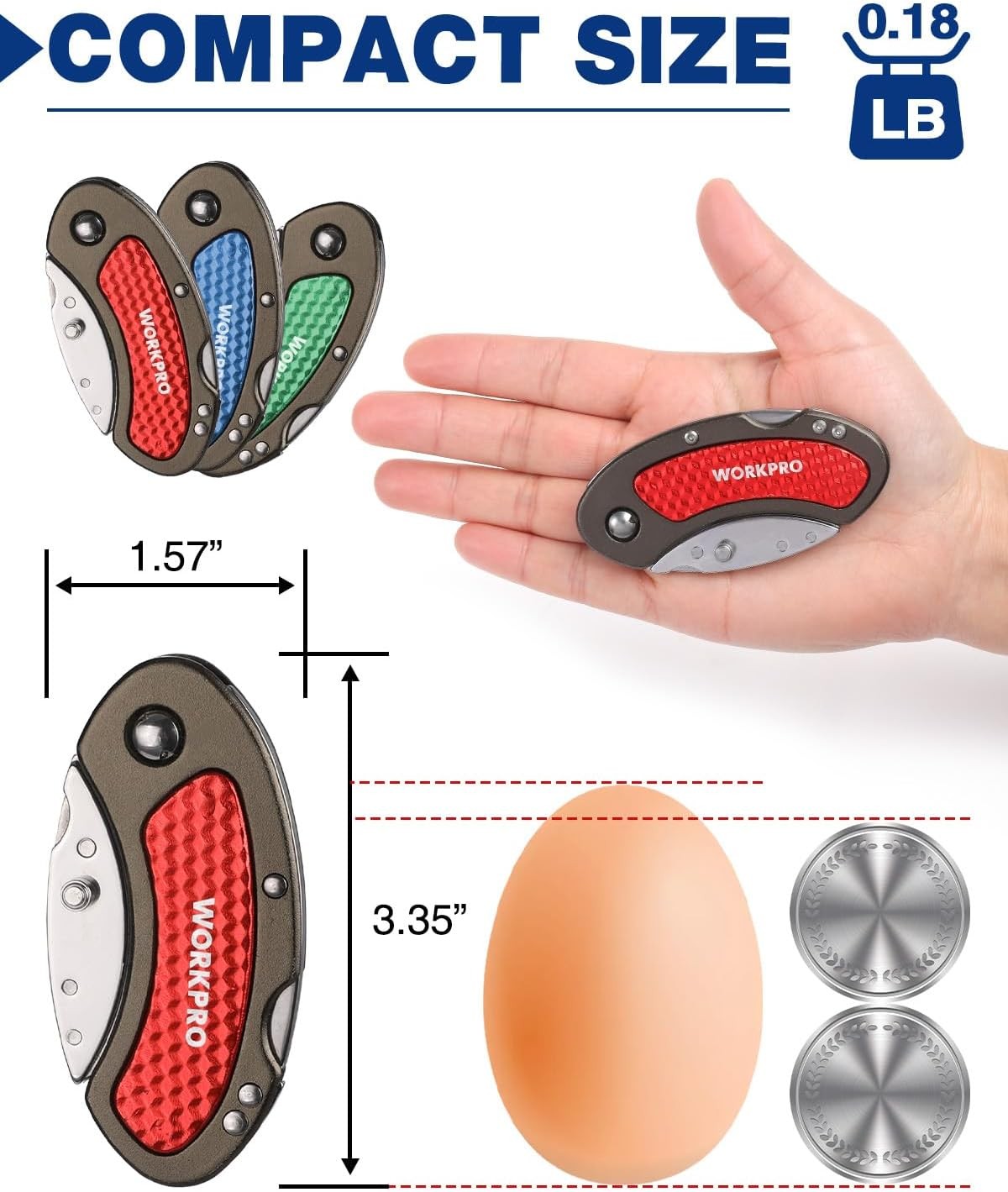 WORKPRO Folding Utility Knife Set Quick Change Blade with 10-piece Extra Blades