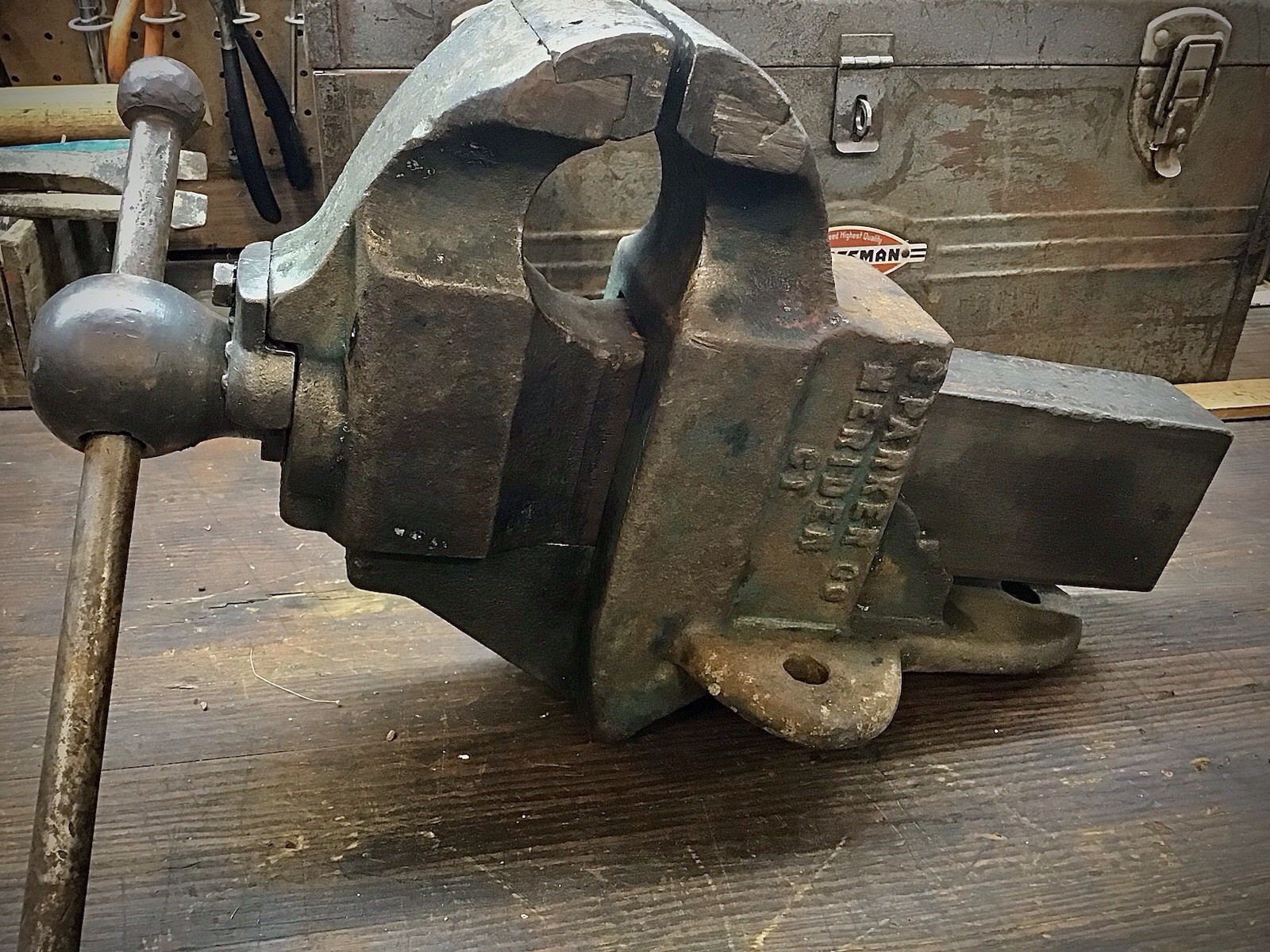 Blacksmith  Bench Vise  Chas Parker No 200 Meriden CT Antique Vintage Old Shop